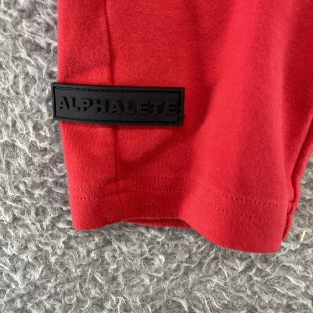 Alphalete‎ Joggers Mens Medium Red Knit Sweatpants Zip Pocket Slim Fit Gym